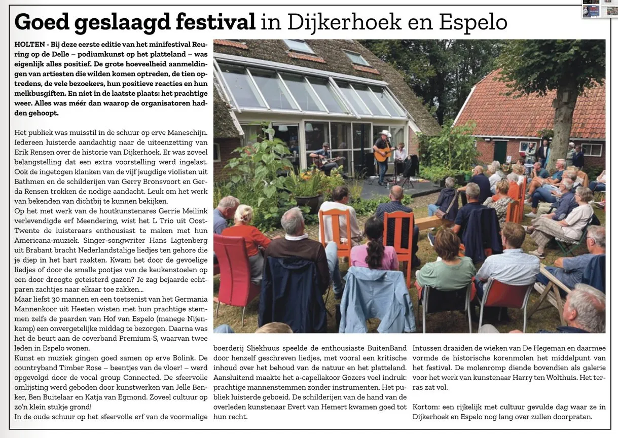Krantenartikel: Goed geslaagd festival in Dijkerhoek en Espelo